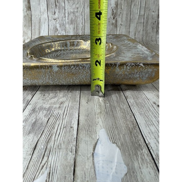 MID CENTURY STANGL POTTERY TRENTON NJ 9" X 9" AQUA & GRANADA GOLD ASHTRAY #3915 - Picture 8 of 8